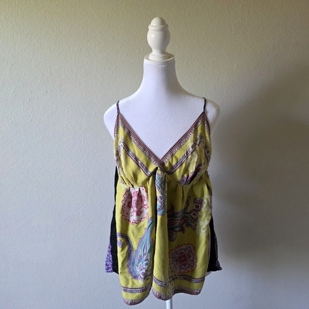 Etro Paisley Print Camisole Top - Green 100% Silk